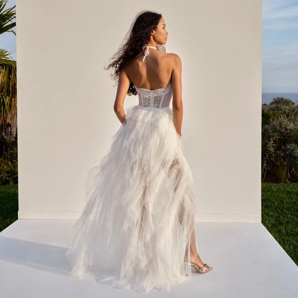 NWT For Love and Lemons White Bustier Formal Gown Tulle Bridal Wedding Dress - Picture 2 of 14